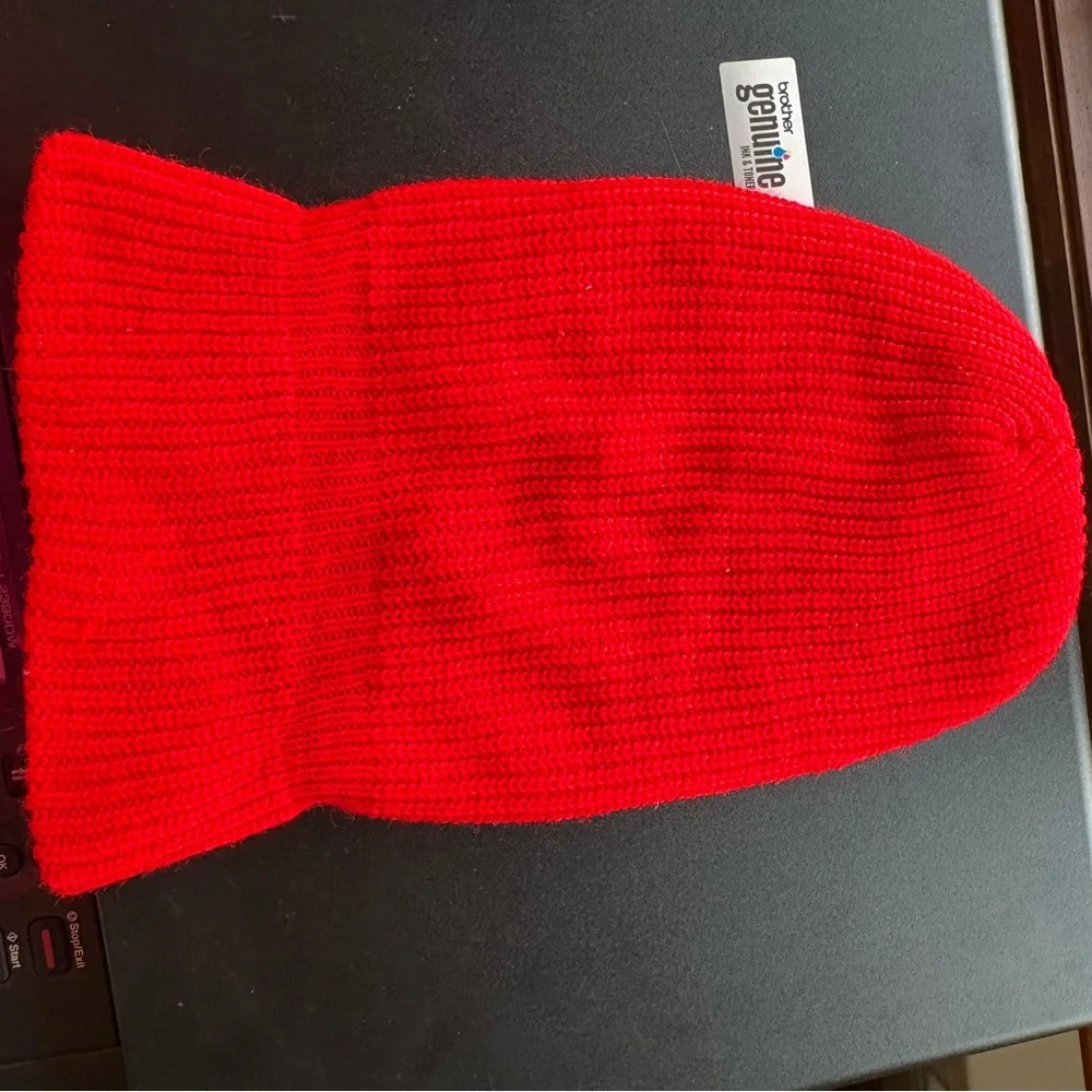 Red Knit Ski Mask Balaclava - Bright Red